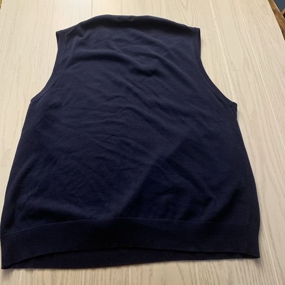 Izod Sweater Mens Large Dark‎ Blue V Neck Pullover Golf Sleeveless Vest - Picture 5 of 5